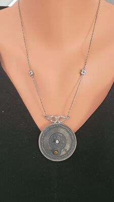 925 Ayar Gümüş Melek Kanadı Model Madalyon Kolye - 5