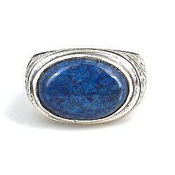 925 Ayar Gümüş Oval Lapis Lazuli Taşlı İşlemeli Erkek Yüzüğü - Nusrettaki (1)