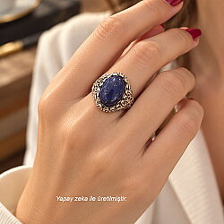 925 Ayar Gümüş Oval Lapis Taşlı Konstantin Yüzük - Nusrettaki (1)