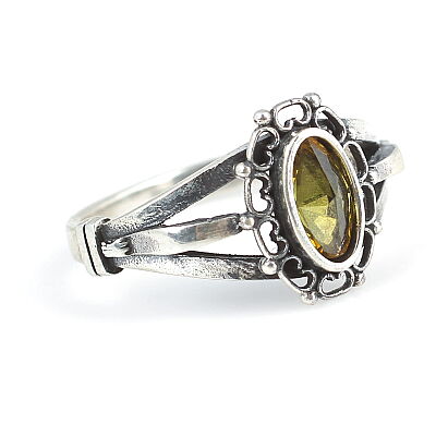 925 Ayar Gümüş Oval Peridot Taşlı Zarif Yüzük - 3