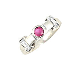 925 Ayar Gümüş Pembe Taşlı Baget Detaylı Modern Yüzük - Nusrettaki