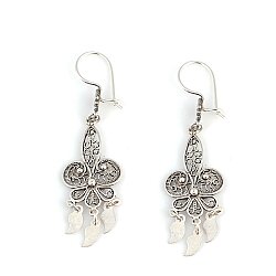 925 Sterling Silver Flower Drop Filigree Earrings - Nusrettaki (1)