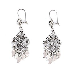 925 Silver Dangle Filigree Earring, Diamond Lines - Nusrettaki