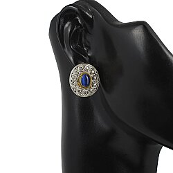 925 Ayar Gümüş Sentetik Safir Taşlı Antik Küpe - 4