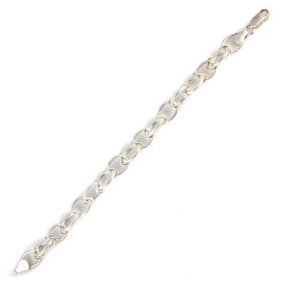 925 Ayar Gümüş Setinalı Oval Link Bileklik - 2