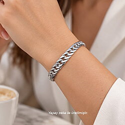 925 Ayar Gümüş Sık Örgülü Gurmet Bileklik - Nusrettaki (1)