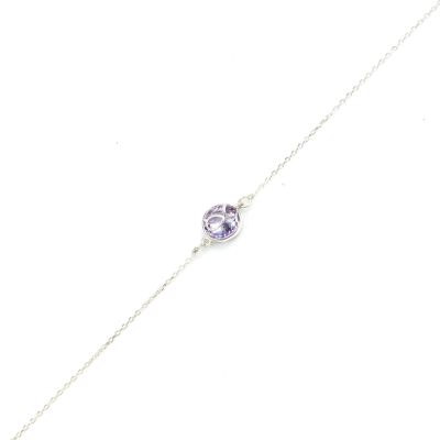 925 Sterling Silver İnfinity Design Bracelet with Amethyst - 1