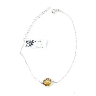 925 Sterling Silver İnfinity Design Bracelet with Citrine - 1
