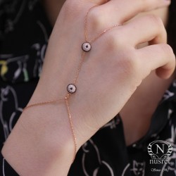 925 Ayar Rose Gümüş Taşlı Çift Göz Nazar Şahmeran - 3