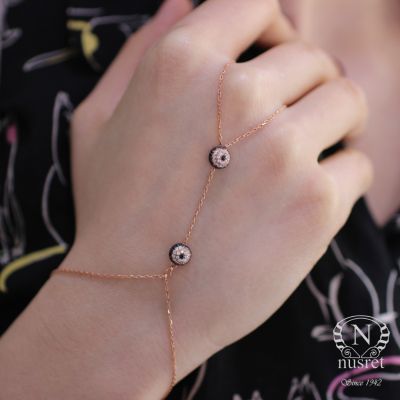 925 Ayar Rose Gümüş Taşlı Çift Göz Nazar Şahmeran - 2