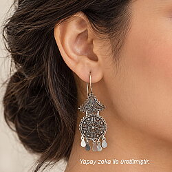 925 Silver Stamped Filigree Dangle Earrings - Nusrettaki (1)