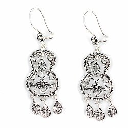 925 Silver Peanut Model Drop Filigree Earrings - Nusrettaki