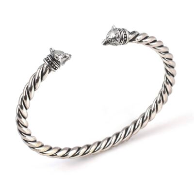 925 Ayar Gümüş Ufak Kurt Başı Burgu Kol Erkek Bileziği - 1