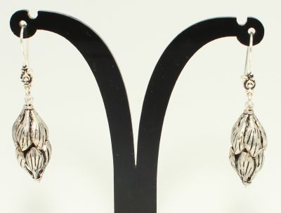 925 Silver Leaf Design Dangle Earrings - 3