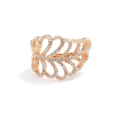 925 Ayar Gümüş Yapraklı Model Tasarım Yüzük - 9