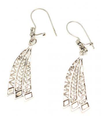 925 Silver Wings Filigree Drop Earrings - 3