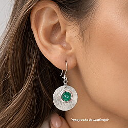 925 Sterling Silver Circle Green Carnelian Dangle Filigree Earrings - Nusrettaki (1)