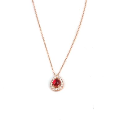 925 Ayar Rose Gümüş Rubilant Taşlı Damla Modeli Kolye - 2