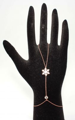 Sterling Silver Snowflake Hand Ring Bracelet - 2