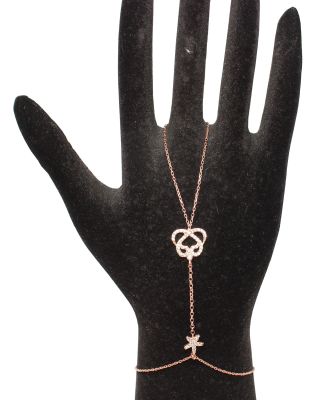925 Rose Silver Star & Vav Design Hand Ring Bracelet - 1