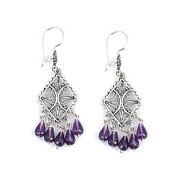 925 Silver Chandelier Filigree Earring with Amethyst - Nusrettaki (1)