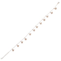 925 Sterling Silver 12 butterfly Anklet Bracelet, White - White stone - 5