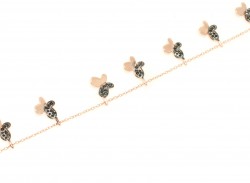 925 Sterling Silver Butterfly Anklet, Rose Gold Vermeiled - 6