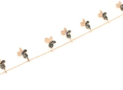 925 Sterling Silver Butterfly Anklet, Rose Gold Vermeiled - 6