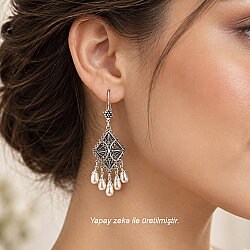 925 Sterling Silver Chandelier Filigree Earring with Pinky Pearls - 3