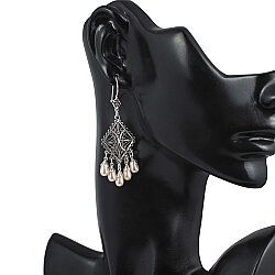 925 Sterling Silver Chandelier Filigree Earring with Pinky Pearls - 4