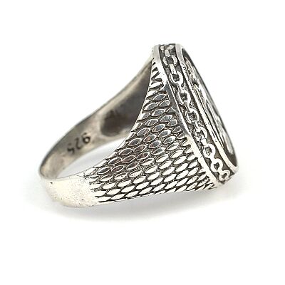 925 Sterling Silver Double Head Anatolian Eagle Men Ring - 5
