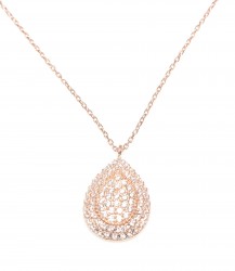 925 Sterling Silver Drop Necklace, Rose Gold Plated - 3