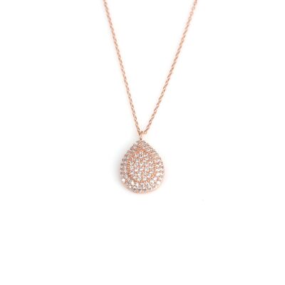 925 Sterling Silver Drop Necklace, Rose Gold Plated - 2