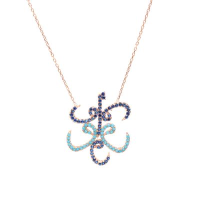 925 Sterling Silver Elif & Vav Letters Model Necklace with CZ - 3