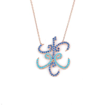 925 Sterling Silver Elif & Vav Letters Model Necklace with CZ - 2