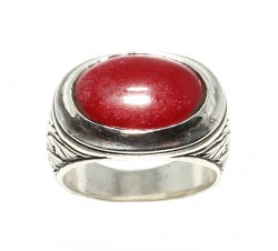 925 Sterling Silver Ellipse Agate stone Pattern Men Ring - 7