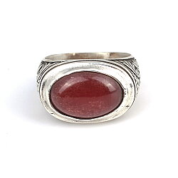 925 Sterling Silver Ellipse Agate stone Pattern Men Ring - 5