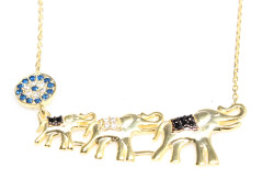 925 Sterling Silver Evil Eye & Elephant Luck Necklace - 12