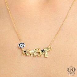925 Sterling Silver Evil Eye & Elephant Luck Necklace - 9