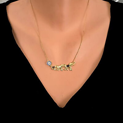 925 Sterling Silver Evil Eye & Elephant Luck Necklace - 6