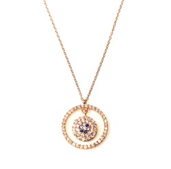 925 Sterling Silver Evil Eye in a Hoop Necklace - 9