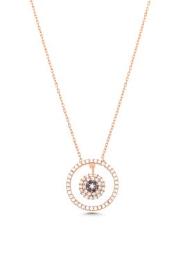 925 Sterling Silver Evil Eye in a Hoop Necklace - 5