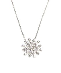 925 Sterling Silver Frozen Snowflake Pendant Necklace - 9