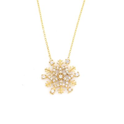 925 Sterling Silver Frozen Snowflake Pendant Necklace - 10