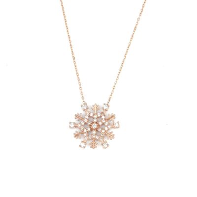 925 Sterling Silver Frozen Snowflake Pendant Necklace - 6