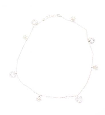 925 Sterling Silver Heart and snowflake models Anklet - 2