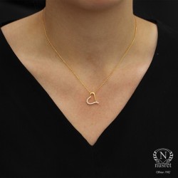 925 Sterling Silver Heart Necklace with White Cz - 4