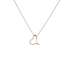 925 Sterling Silver Heart Necklace with White Cz - 6