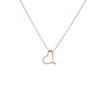 925 Sterling Silver Heart Necklace with White Cz - 6