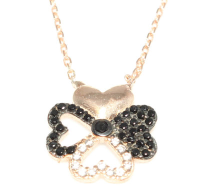 925 Sterling Silver Hearts Clover Necklace - 11